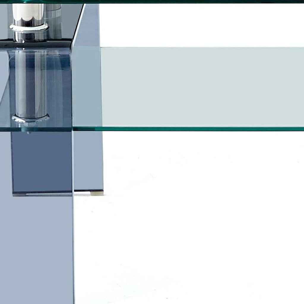 39" Clear and Black Glass Coffee Table With Shelf