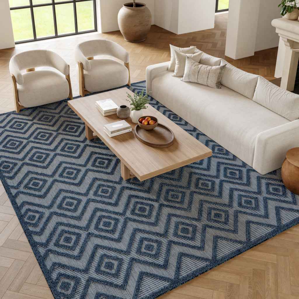 8' X 10' Navy Blue Indoor Outdoor Area Rug