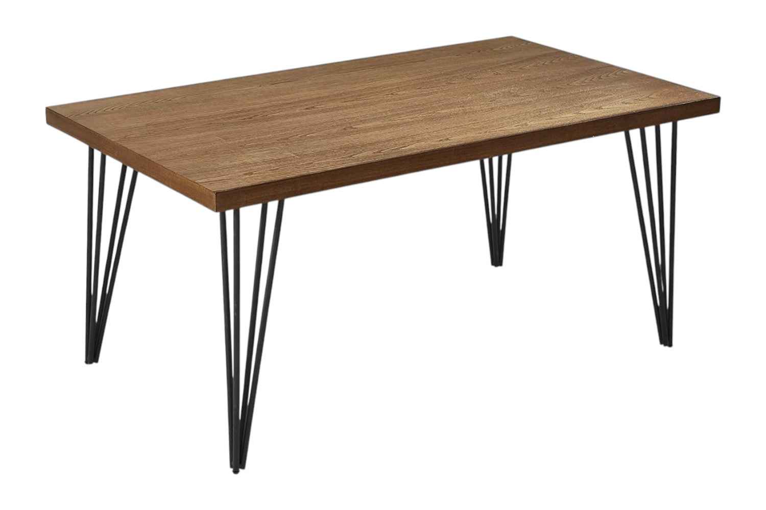 63" Brown and Black Wood And Metal Dining Table