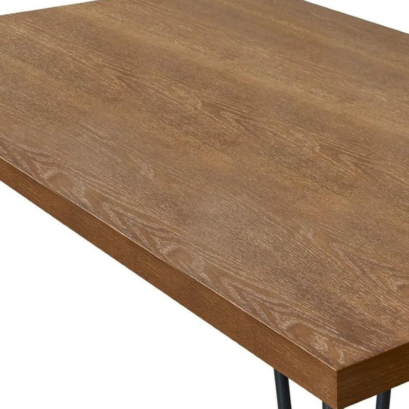 63" Brown and Black Wood And Metal Dining Table - Kitchen & Dining