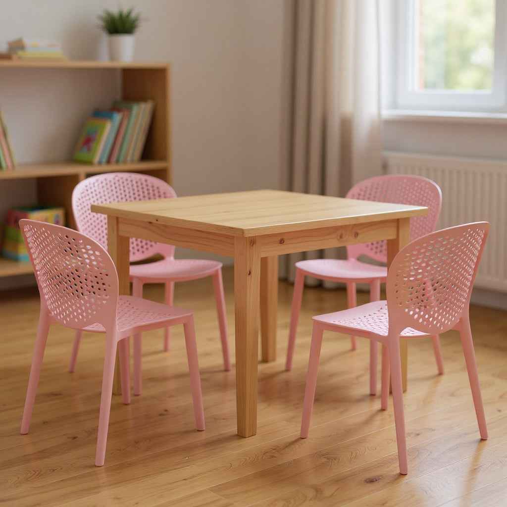 Set Of Four Pink Heavy Duty Plastic Juvenile Chairs