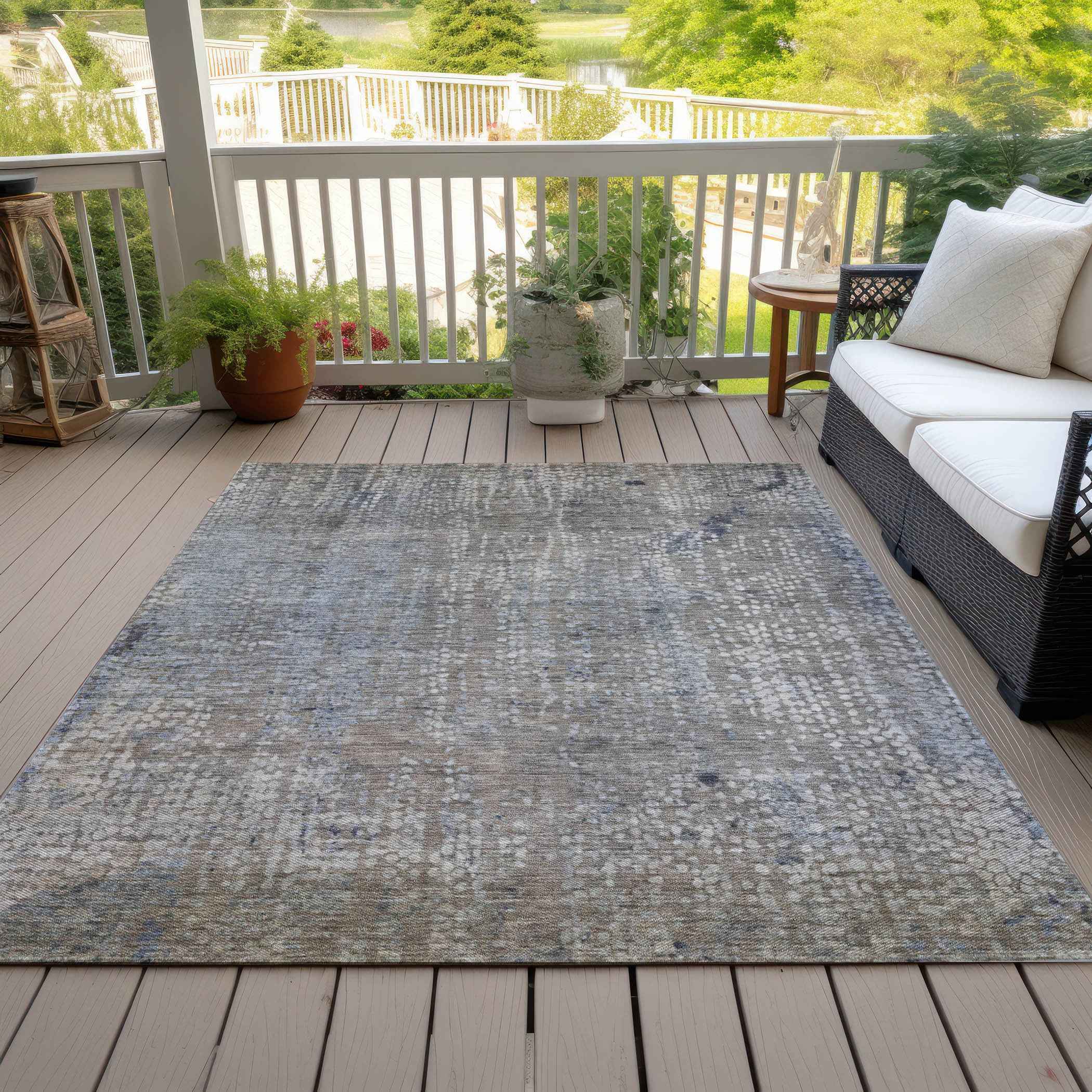3' X 5' Taupe And Ivory Abstract Washable Indoor Outdoor Area Rug
