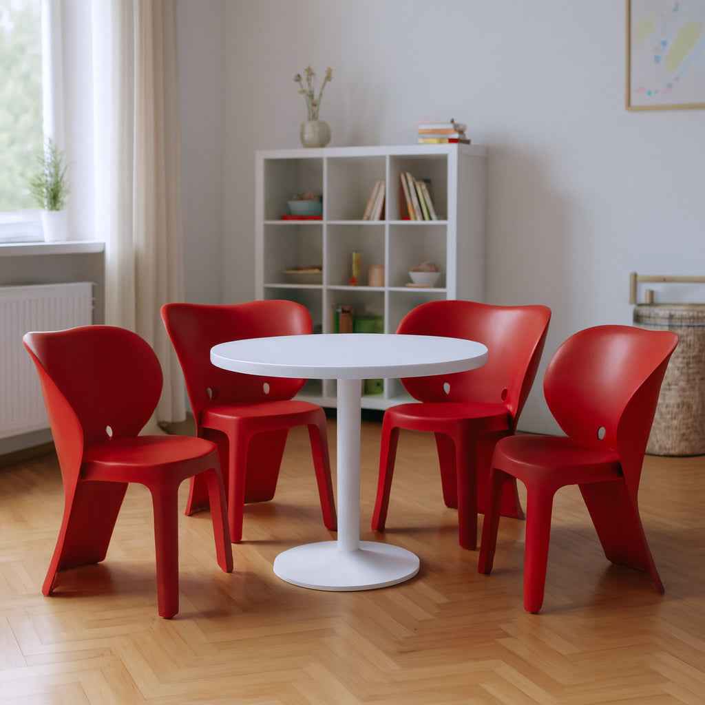 Set Of Four Red Heavy Duty Plastic Juvenile Chairs