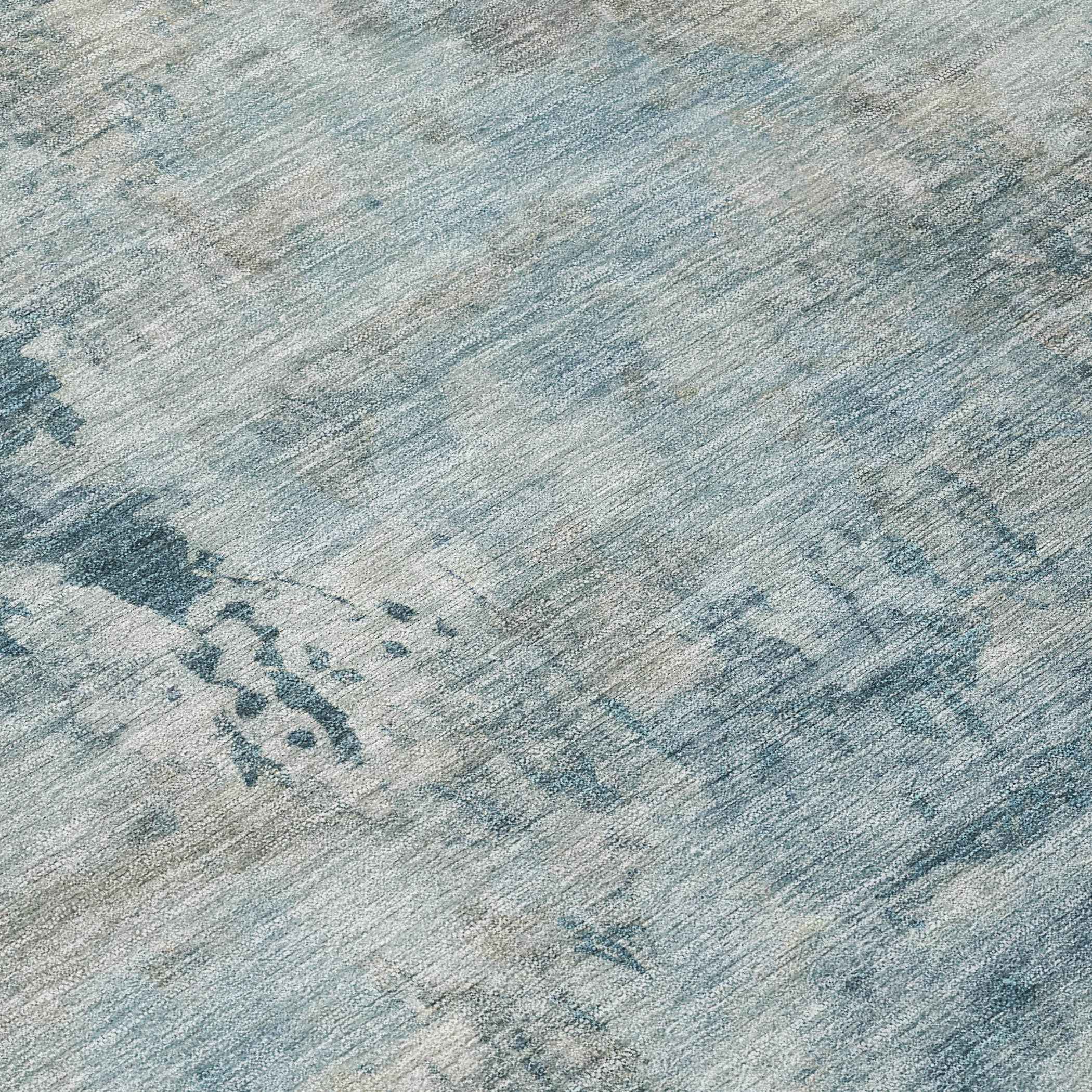 8' X 10' Teal Blue And Beige Abstract Washable Indoor Outdoor Area Rug