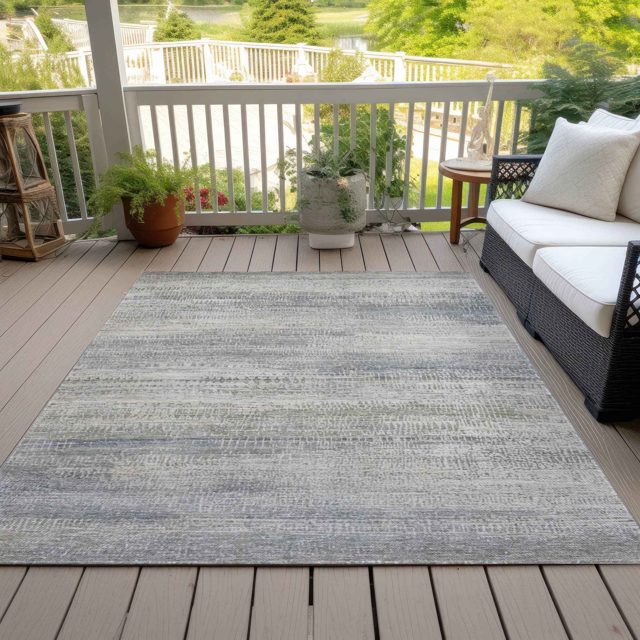 3' X 5' Linen And Beige Abstract Washable Indoor Outdoor Area Rug