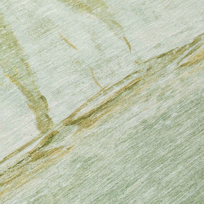 9' X 12' Green And Gold Nautical Washable Indoor Outdoor Area Rug