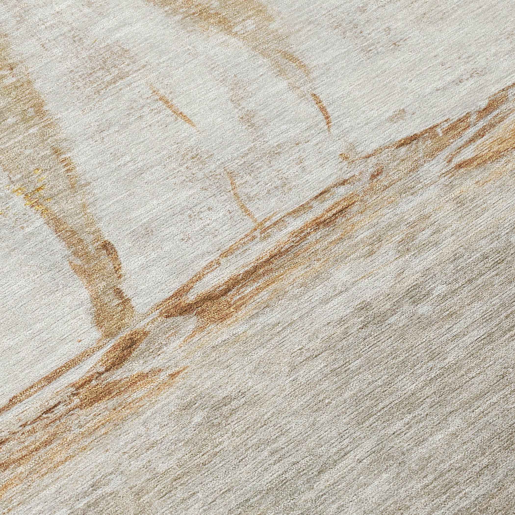 3' X 5' Taupe And Gold Nautical Washable Indoor Outdoor Area Rug