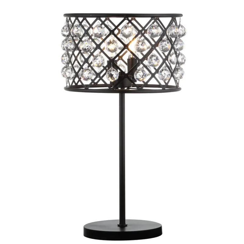 23" Antiqued Bronze Geometric Table Lamp With Drum Shade Homeroots Lighting