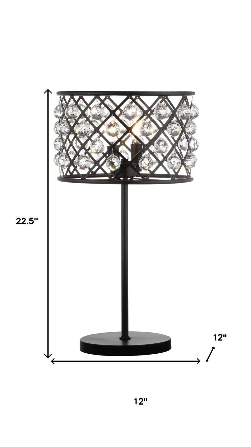23" Antiqued Bronze Geometric Table Lamp With Drum Shade Homeroots Lighting