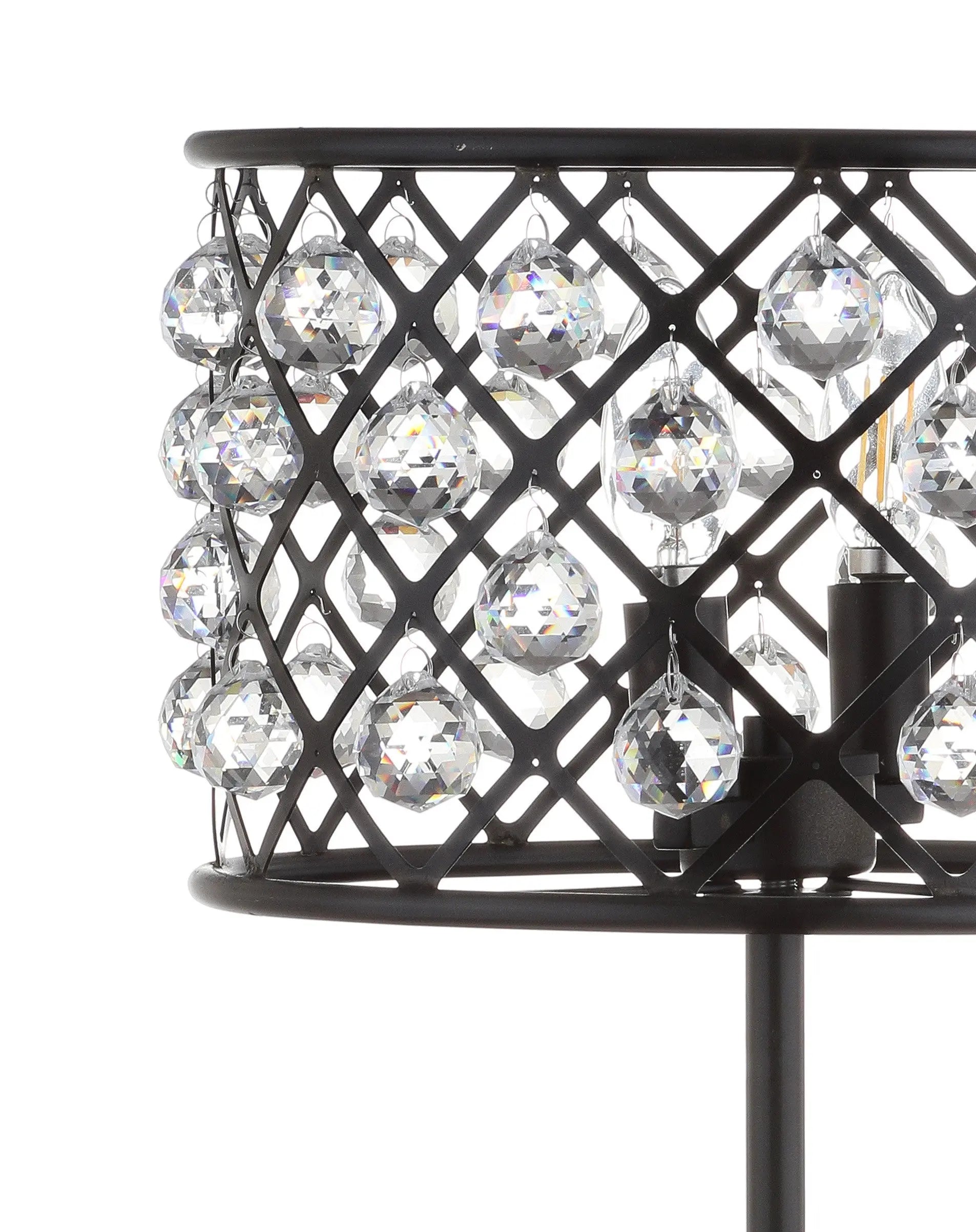 23" Antiqued Bronze Geometric Table Lamp With Drum Shade Homeroots Lighting