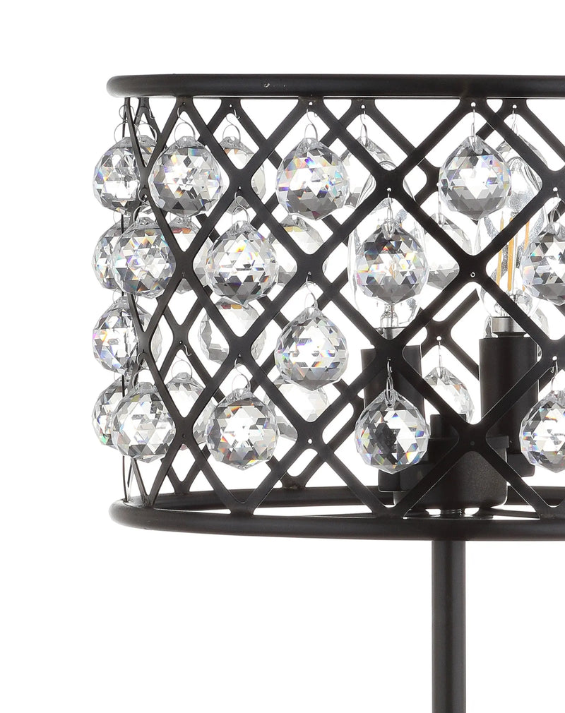 23" Antiqued Bronze Geometric Table Lamp With Drum Shade Homeroots Lighting