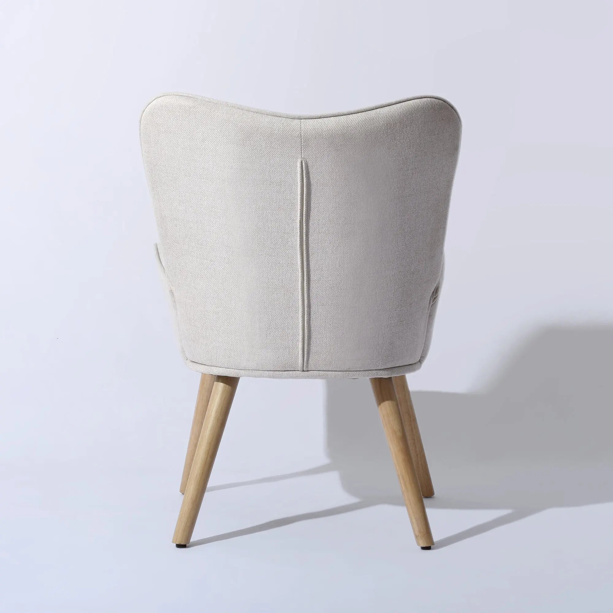 23" Beige and Natural Tufted Chenille and Solid Wood Wingback Chair Homeroots Living Room