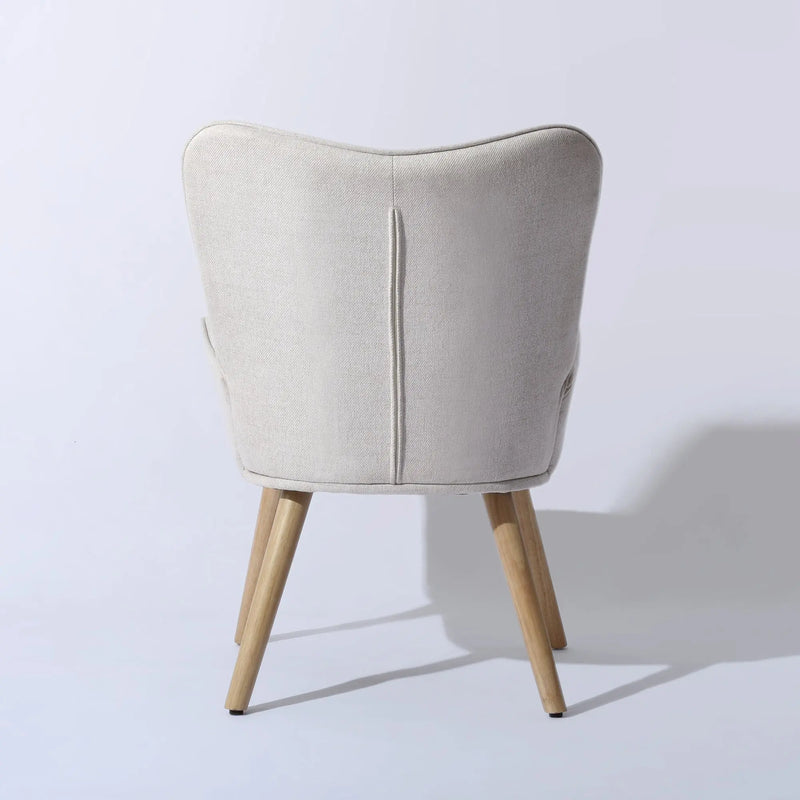 23" Beige and Natural Tufted Chenille and Solid Wood Wingback Chair Homeroots Living Room