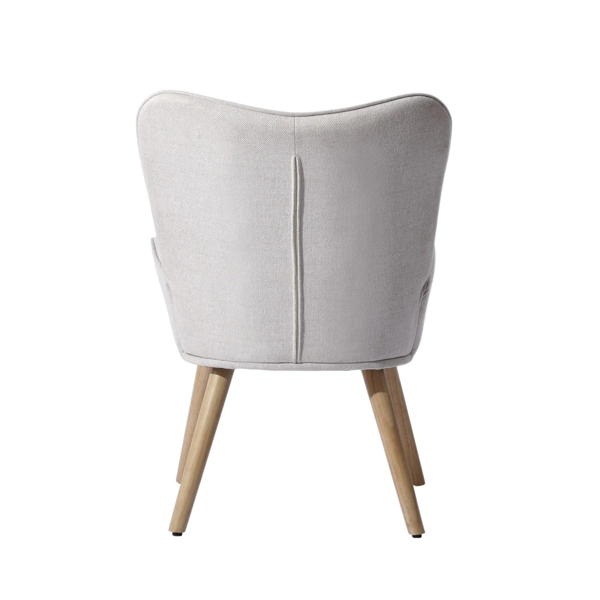 23" Beige and Natural Tufted Chenille and Solid Wood Wingback Chair Homeroots Living Room