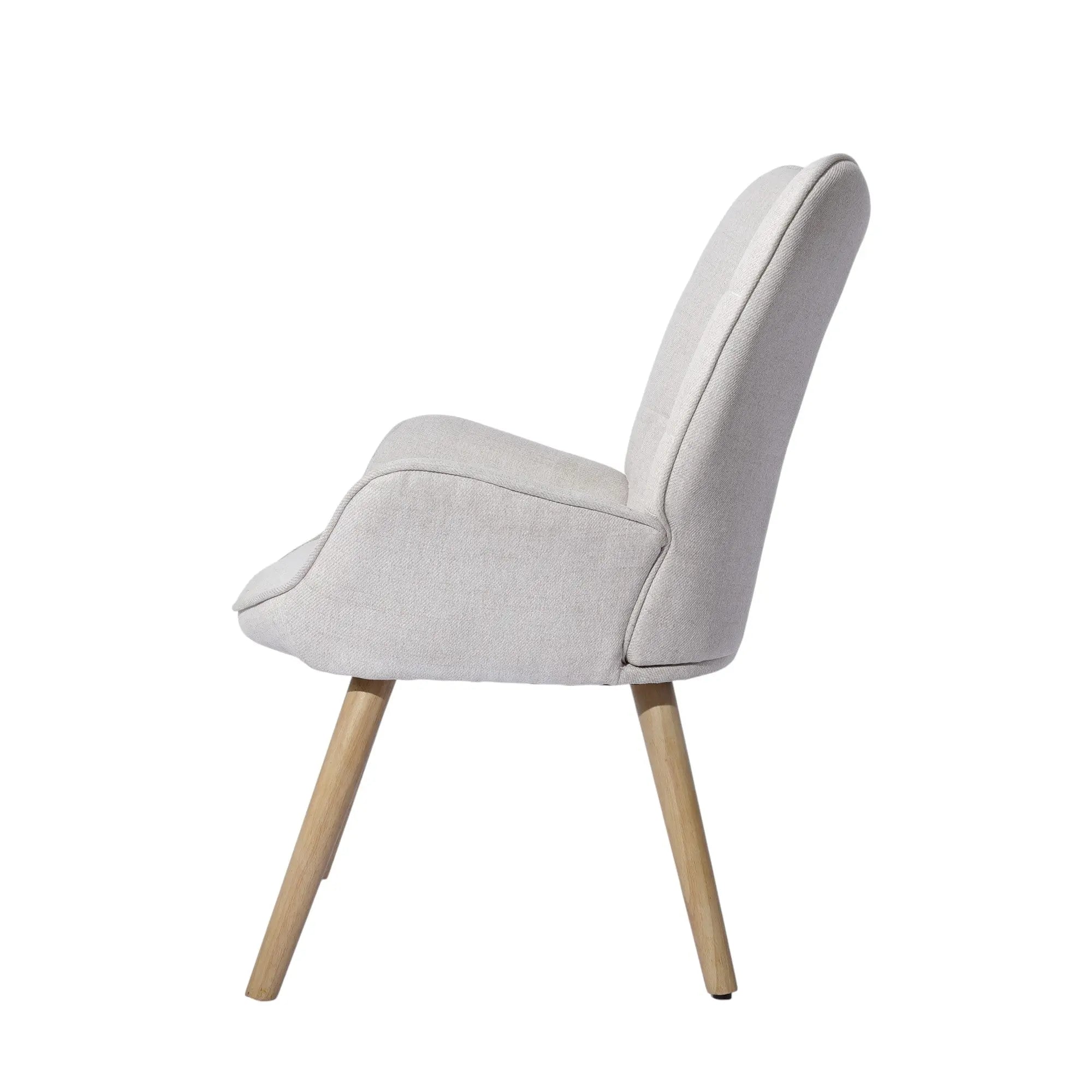 23" Beige and Natural Tufted Chenille and Solid Wood Wingback Chair Homeroots Living Room