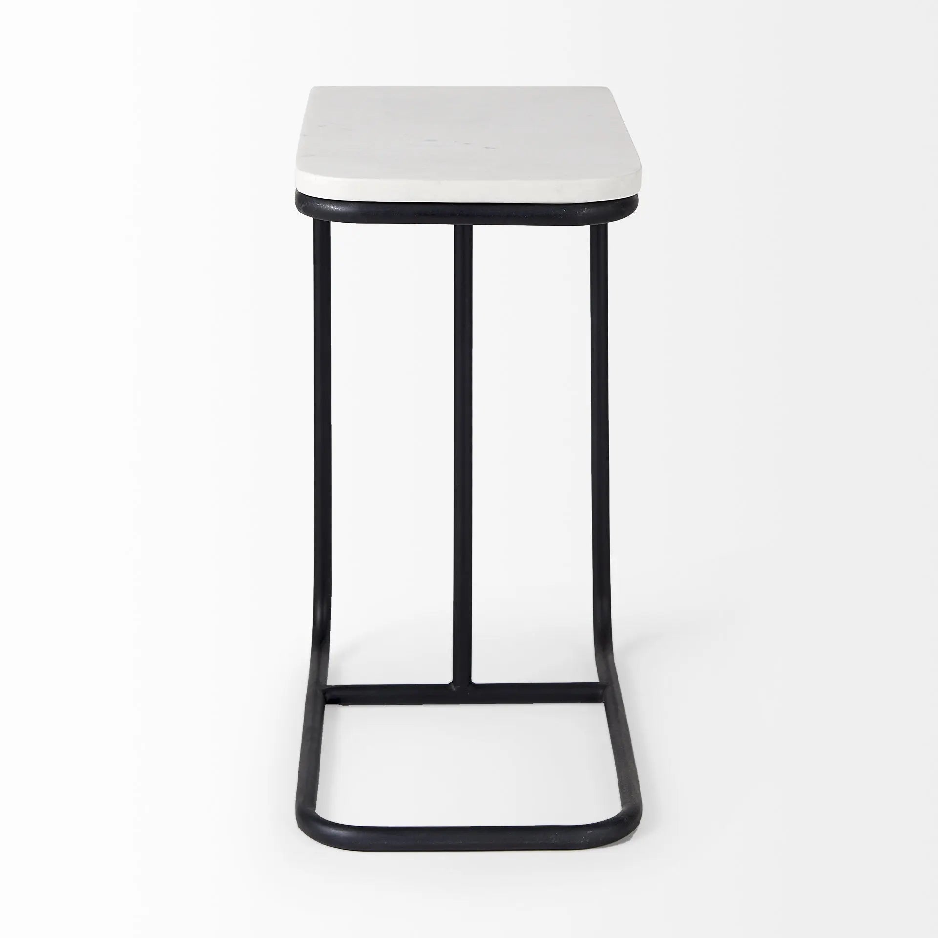 23" Black And White Marble and Metal C Table End Table Homeroots Living Room