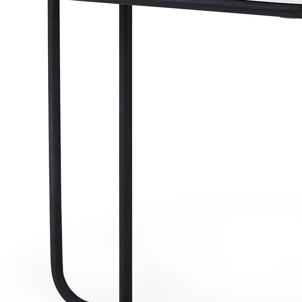 23" Black And White Marble and Metal C Table End Table Homeroots Living Room
