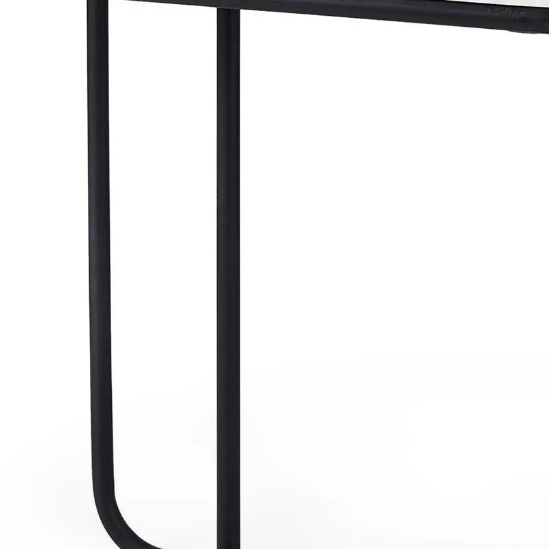 23" Black And White Marble and Metal C Table End Table Homeroots Living Room