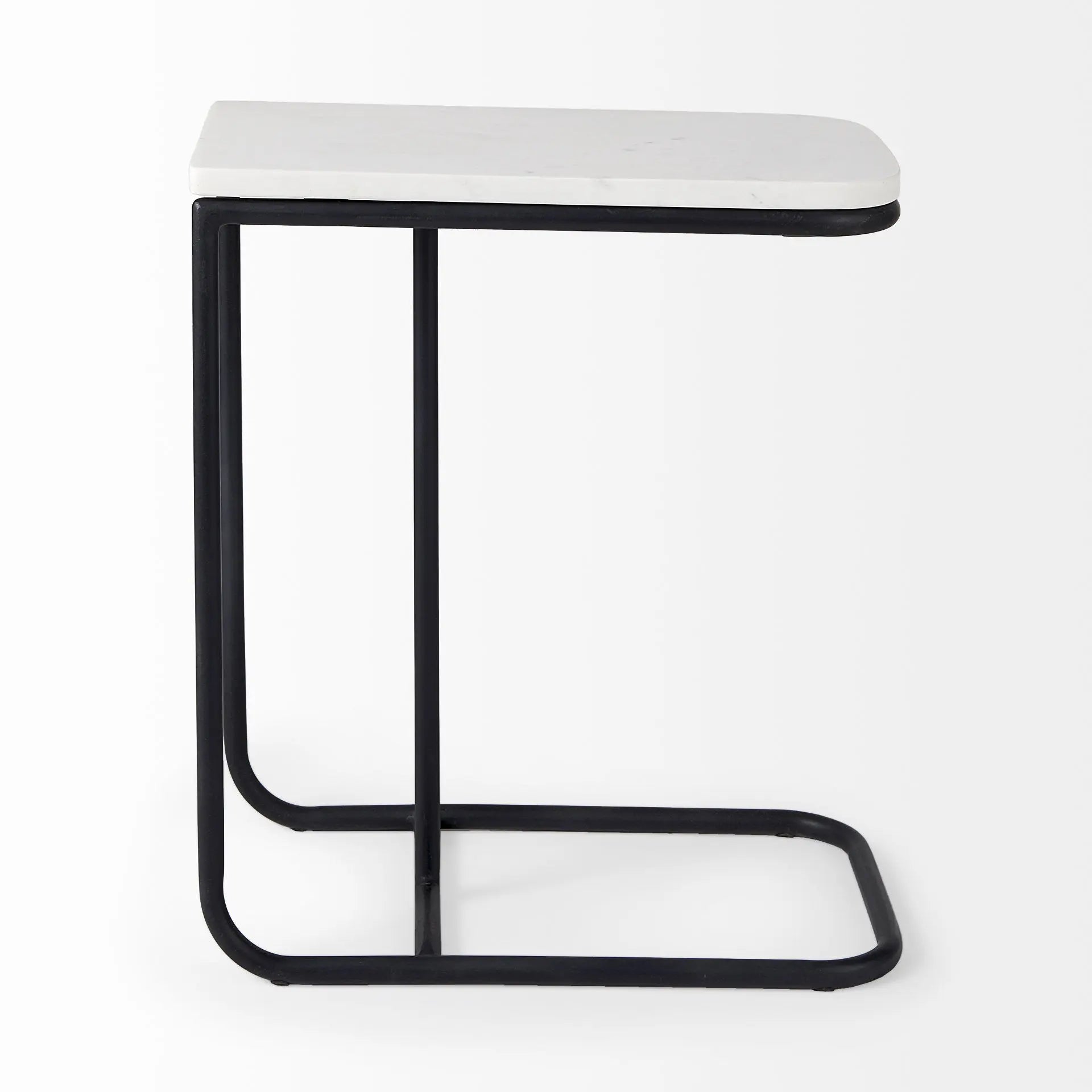 23" Black And White Marble and Metal C Table End Table Homeroots Living Room