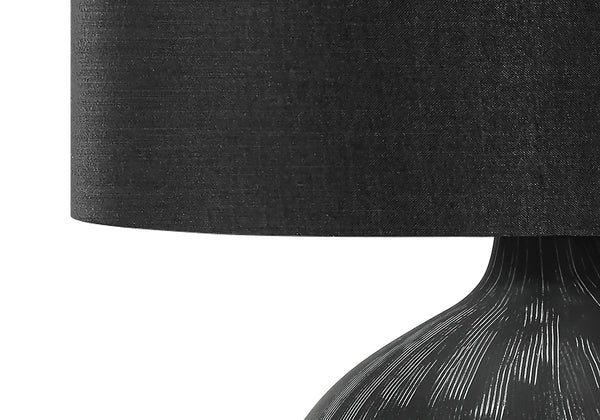 23" Black Ceramic Round Table Lamp With Black Drum Shade Homeroots Lighting