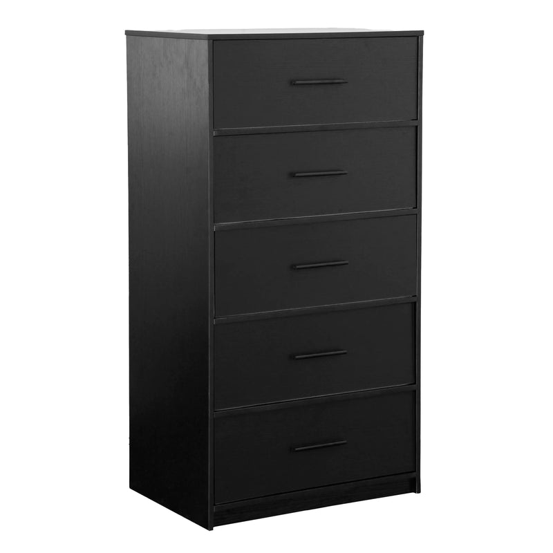 23" Black Fabric Wood and Steel Five Drawer Lingerie Chest Dresser Homeroots Bed & Bath
