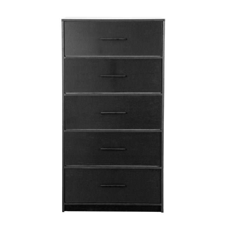 23" Black Fabric Wood and Steel Five Drawer Lingerie Chest Dresser Homeroots Bed & Bath