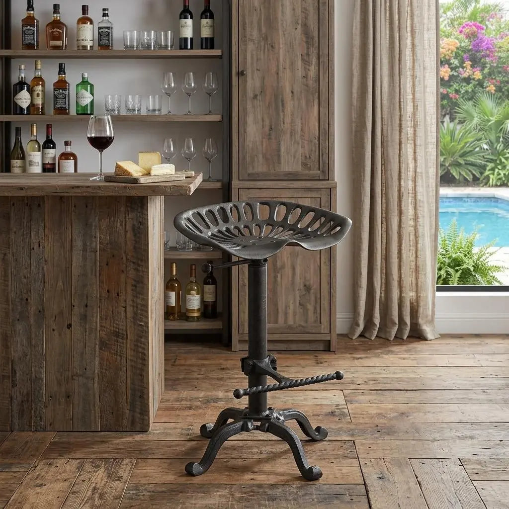 23" Black Iron Backless Adjustable Height Bar Chair Homeroots Living Room