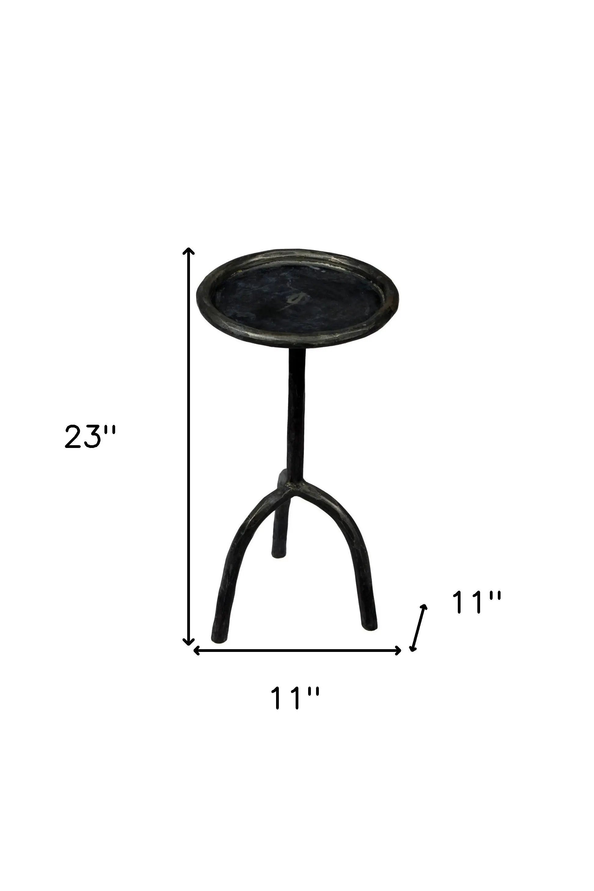 23" Black Iron Pedestal Round End Table Homeroots Living Room