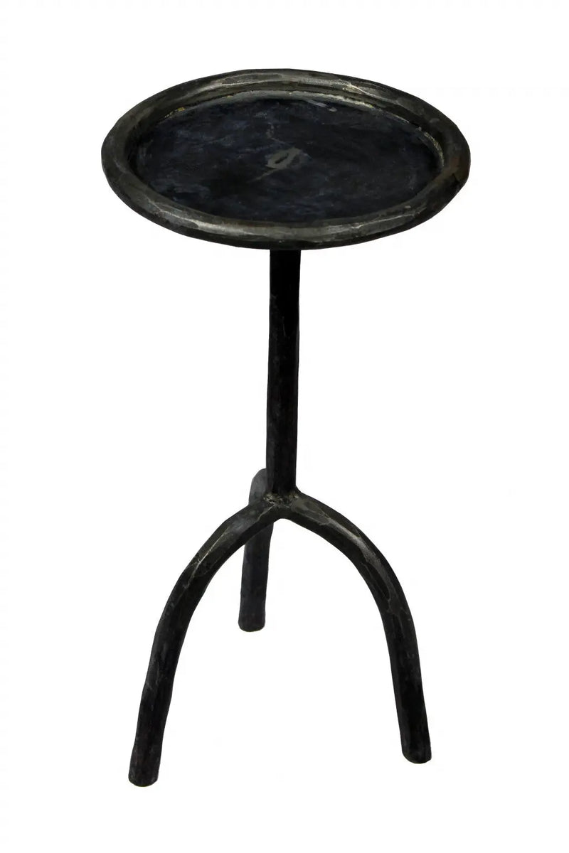 23" Black Iron Pedestal Round End Table Homeroots Living Room