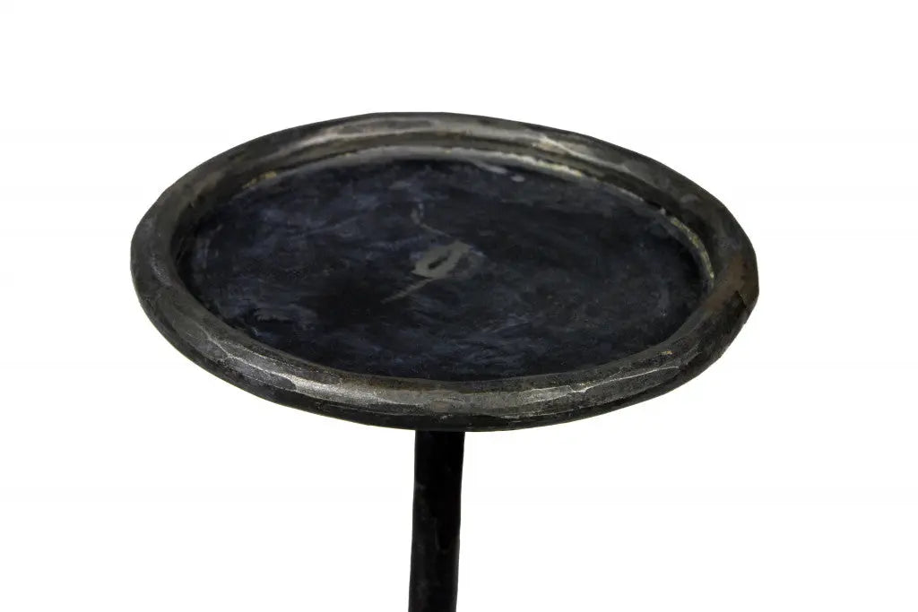 23" Black Iron Pedestal Round End Table Homeroots Living Room