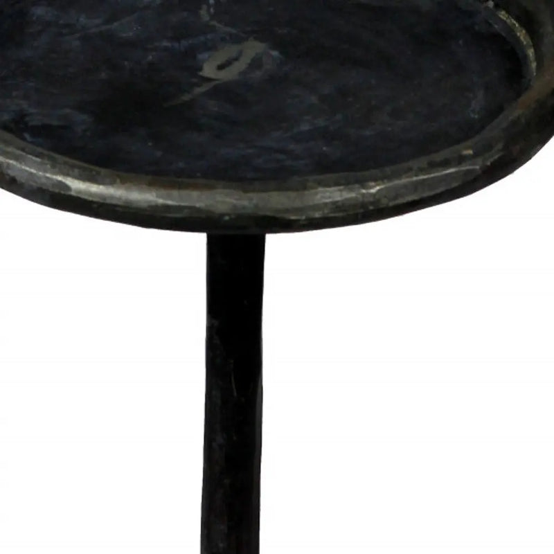 23" Black Iron Pedestal Round End Table Homeroots Living Room