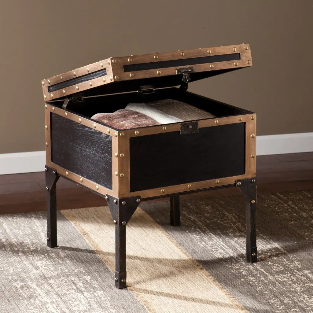 23" Black Manufactured Wood And Iron Square End Table Homeroots Living Room