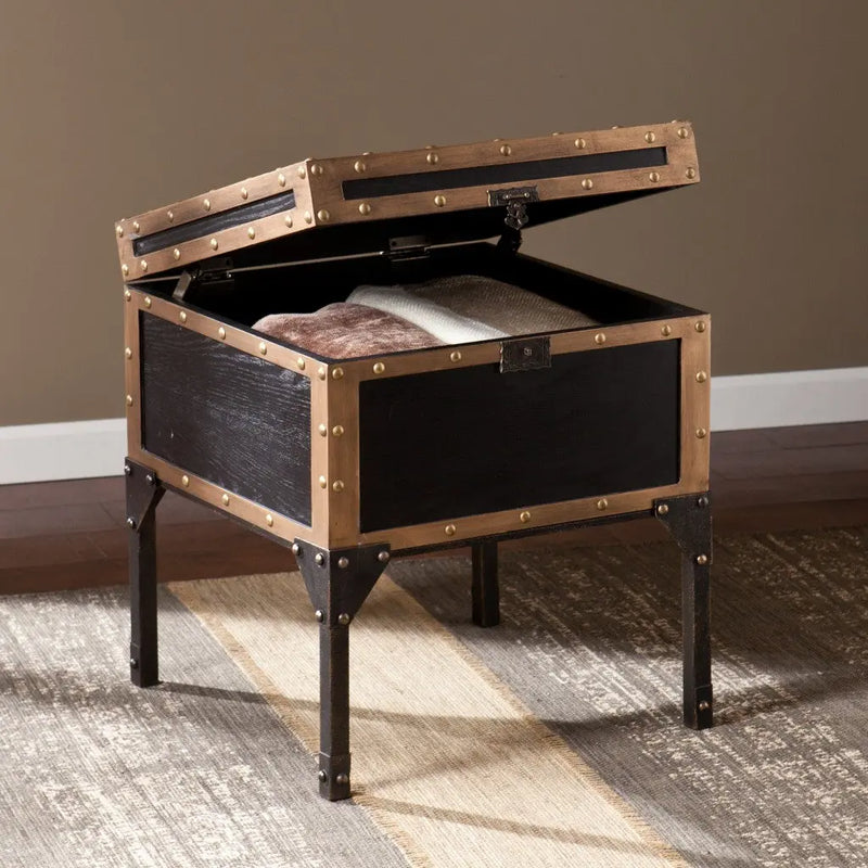 23" Black Manufactured Wood And Iron Square End Table Homeroots Living Room