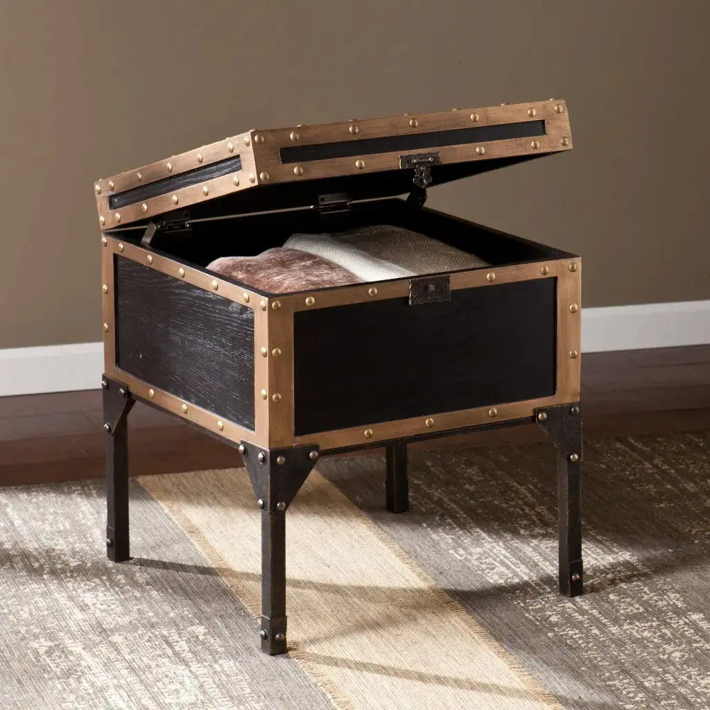 23" Black Manufactured Wood And Iron Square End Table Homeroots Living Room
