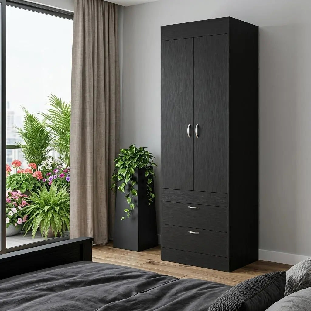 23" Black Two Drawer Dresser Homeroots Bed & Bath