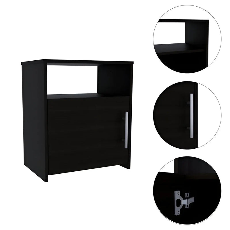 23" Black Wood Nightstand Homeroots Bed & Bath