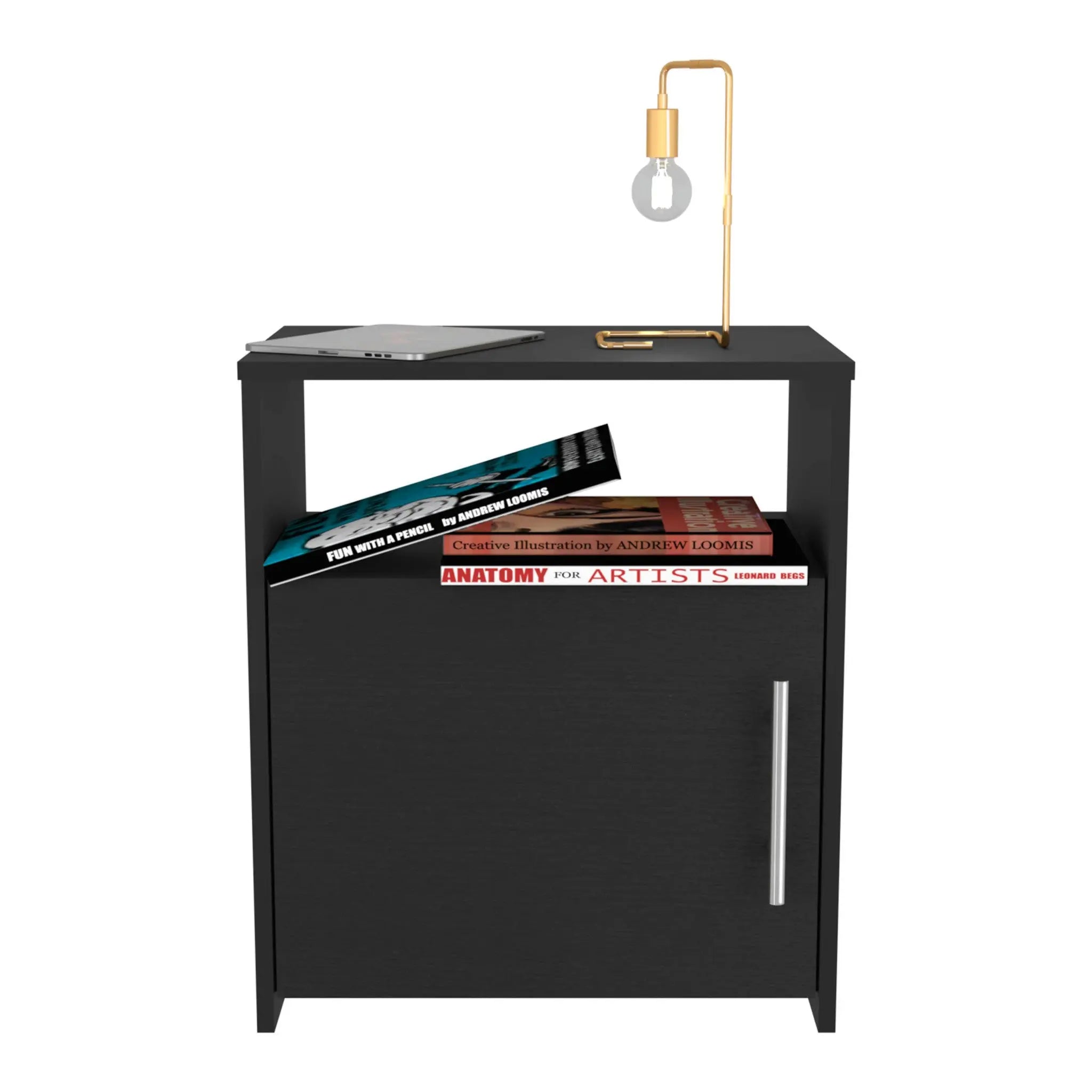 23" Black Wood Nightstand Homeroots Bed & Bath