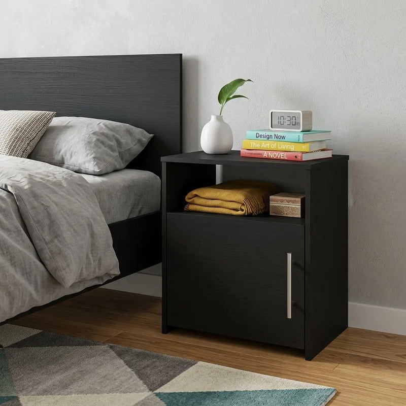 23" Black Wood Nightstand Homeroots Bed & Bath