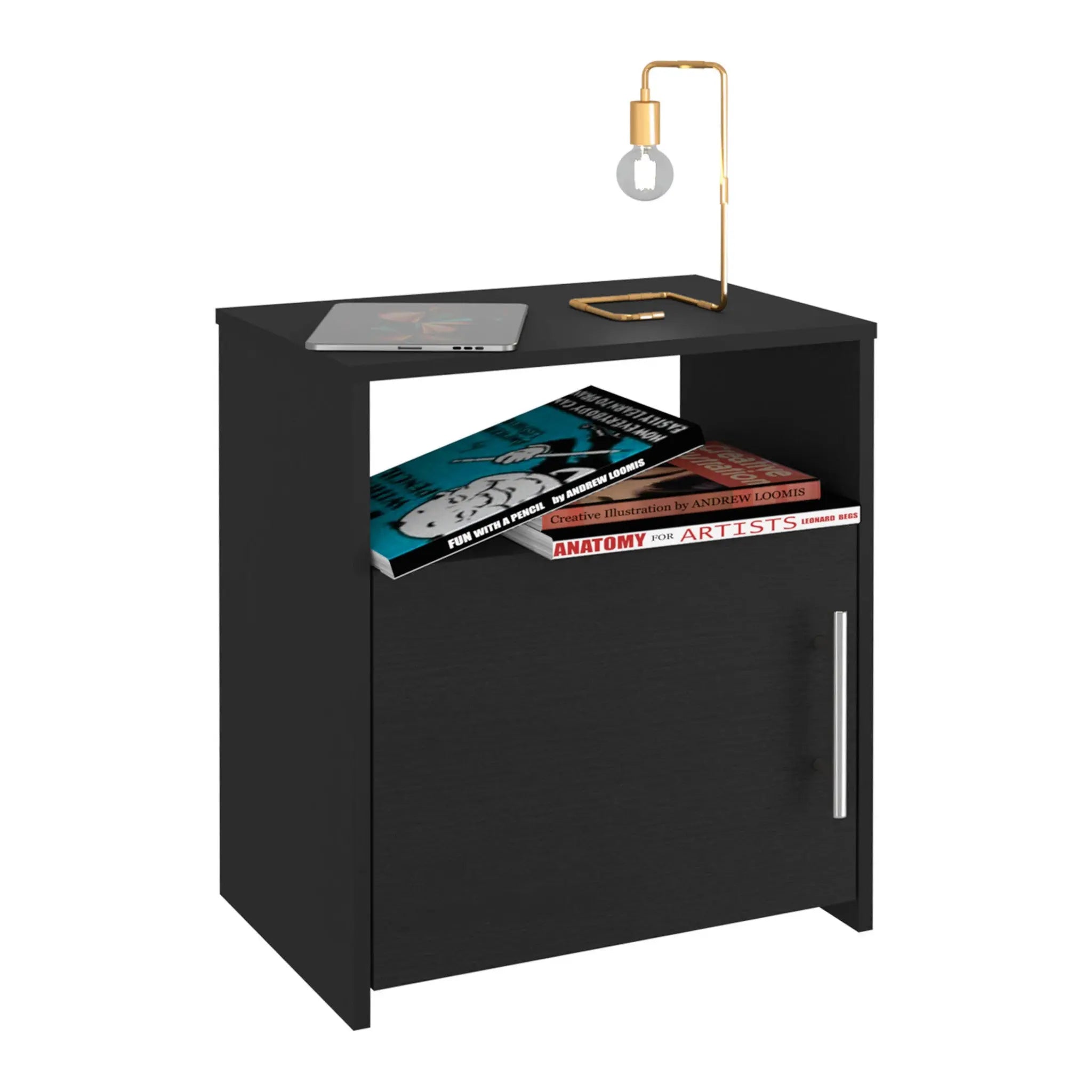 23" Black Wood Nightstand Homeroots Bed & Bath
