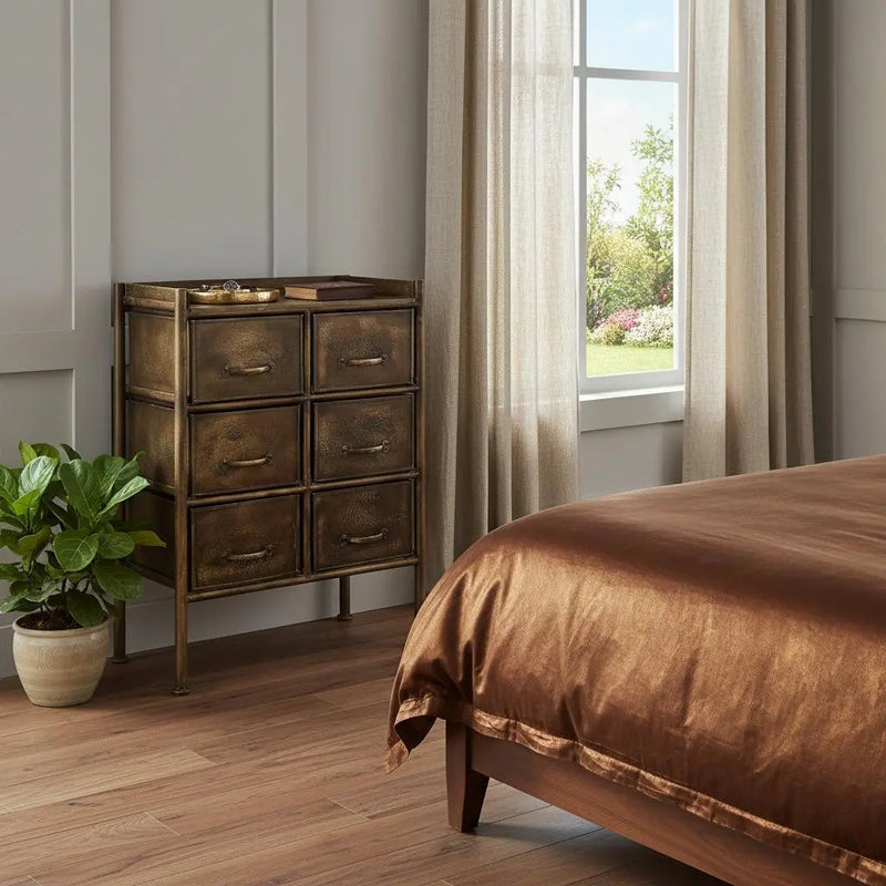 23" Bronze Metal Six Drawer Chest Homeroots Bed & Bath