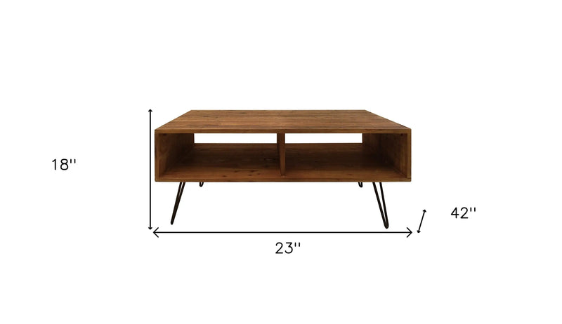 23" Brown And Black Wood And Metal Coffee Table With Shelf Homeroots Living Room