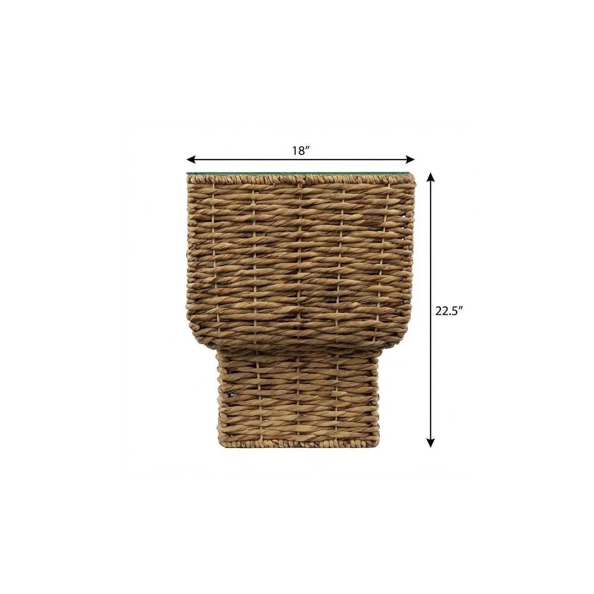 23" Brown And Clear Glass And Rattan Wicker Square End Table Homeroots Living Room