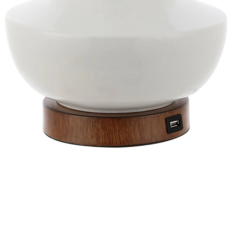 23" Brown Globe Bedside Lamp With Empire Shade Homeroots Lighting