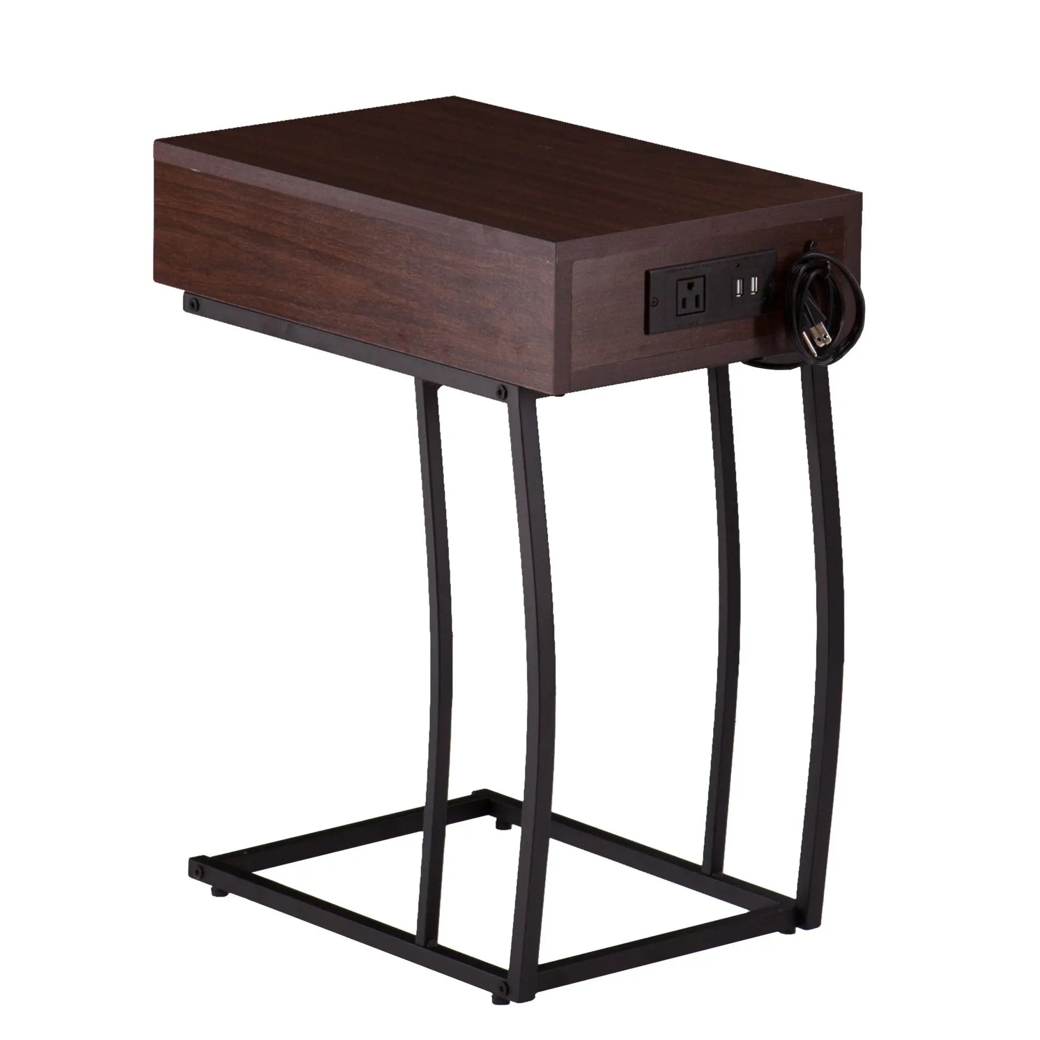 23" Brown Manufactured Wood And Iron Rectangular End Table With Drawer Homeroots Living Room