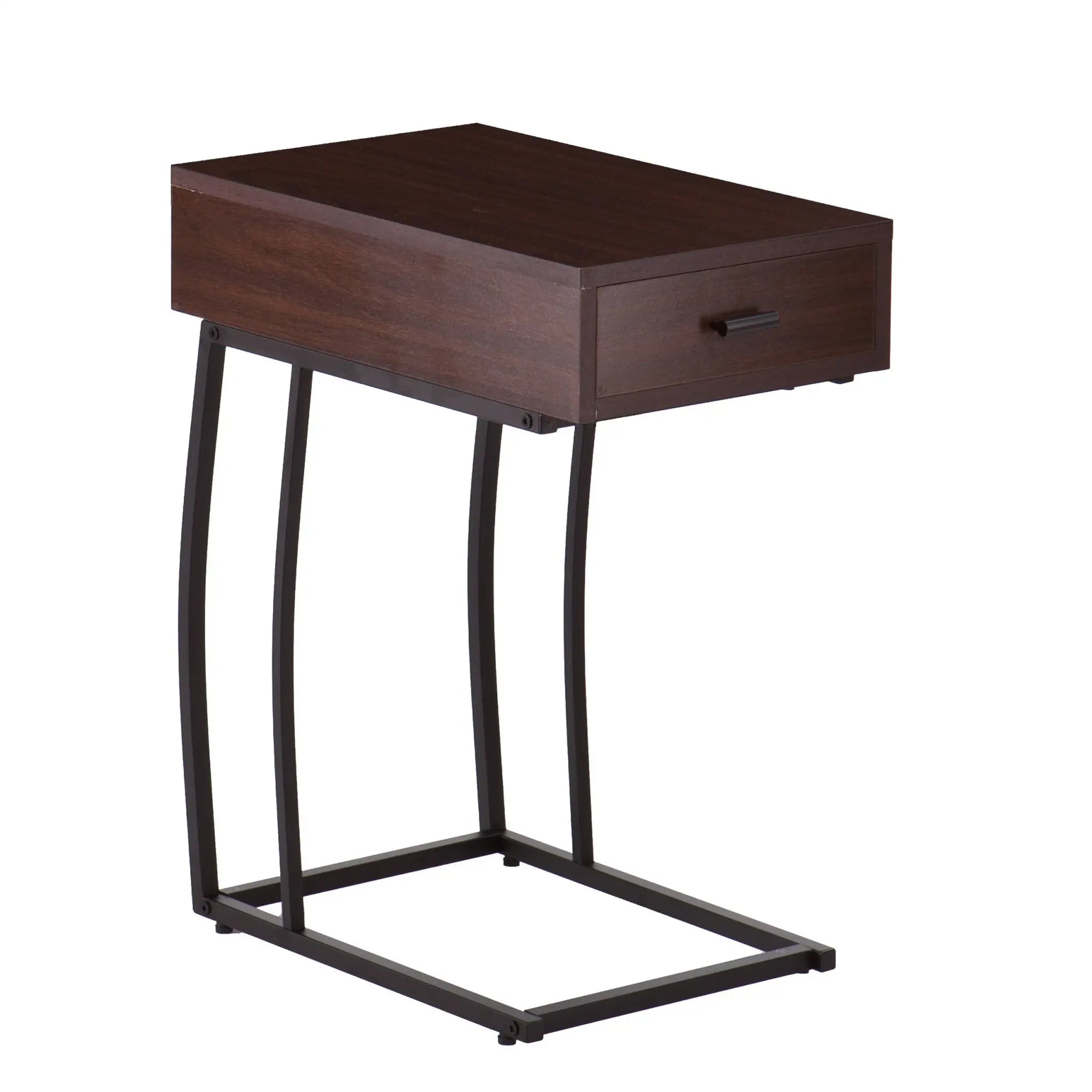 23" Brown Manufactured Wood And Iron Rectangular End Table With Drawer Homeroots Living Room