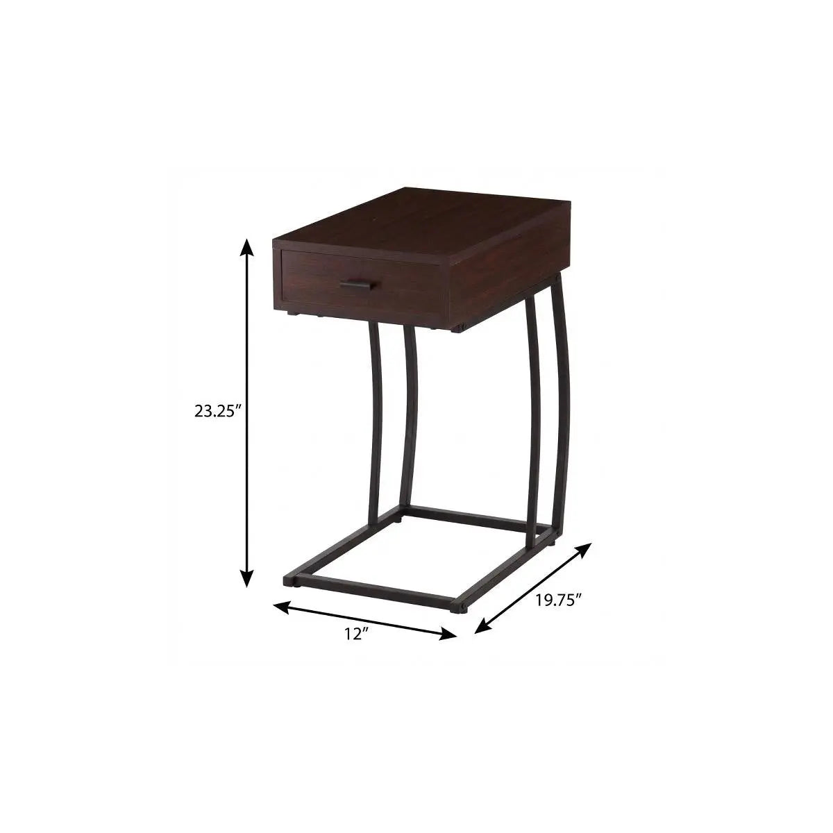 23" Brown Manufactured Wood And Iron Rectangular End Table With Drawer Homeroots Living Room