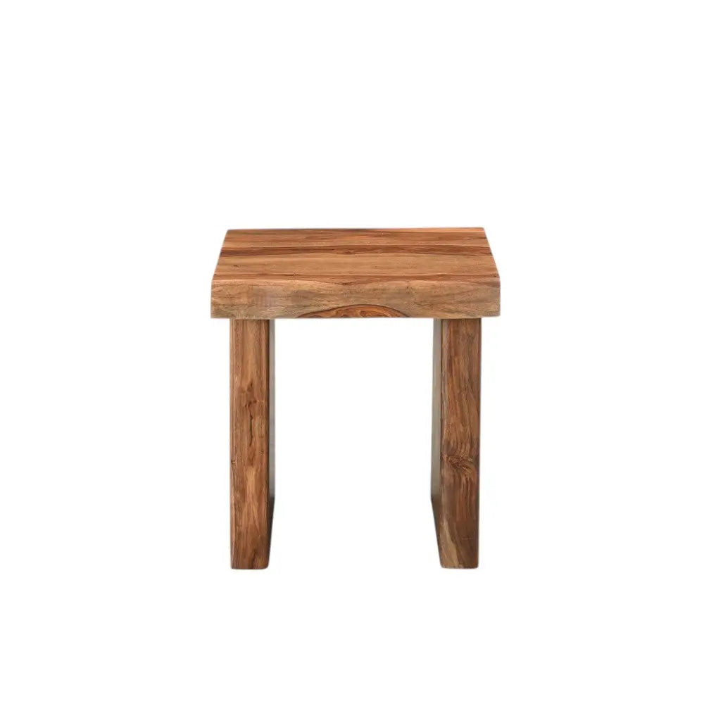 23" Brown Solid Wood Square Live Edge End Table Homeroots Living Room