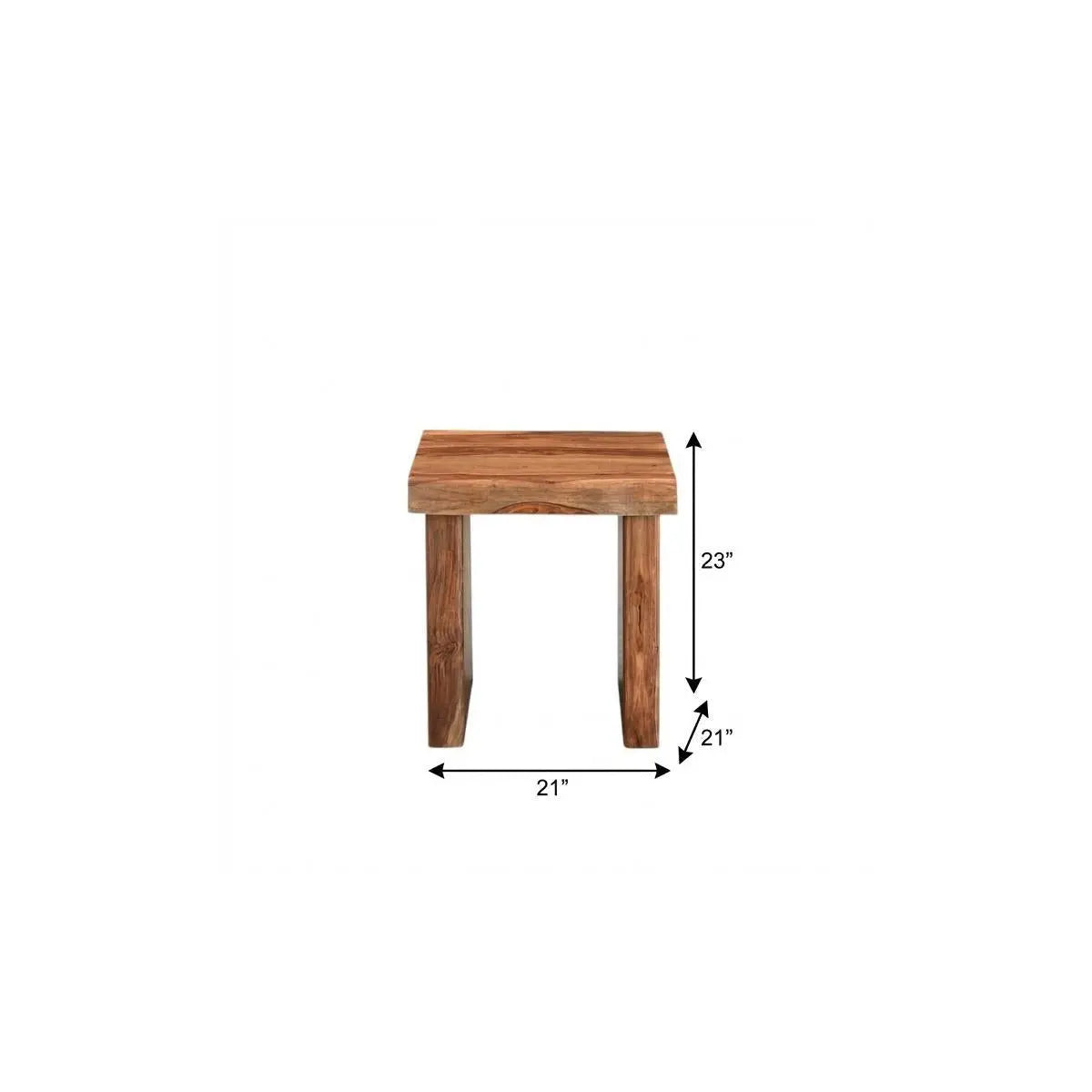 23" Brown Solid Wood Square Live Edge End Table Homeroots Living Room