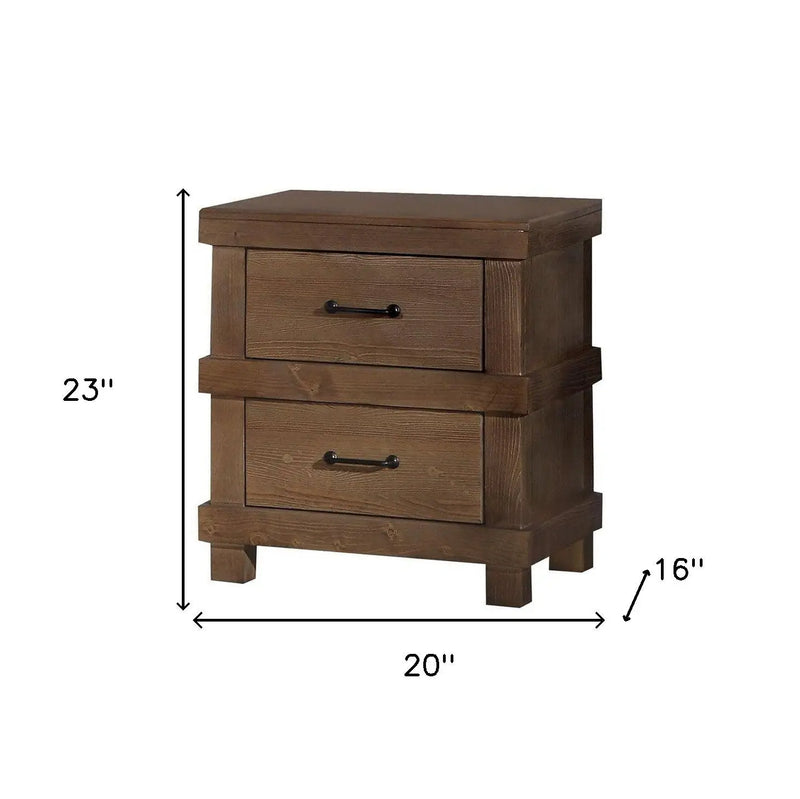 23" Brown Two Drawers Metal Nightstand Homeroots Bed & Bath