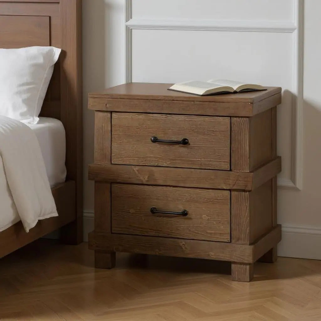 23" Brown Two Drawers Metal Nightstand Homeroots Bed & Bath